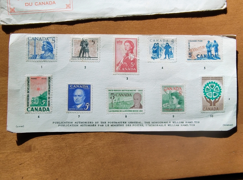 1962  Commemorative Postage Canada Stamps 10--  5 Cent different  descriptions